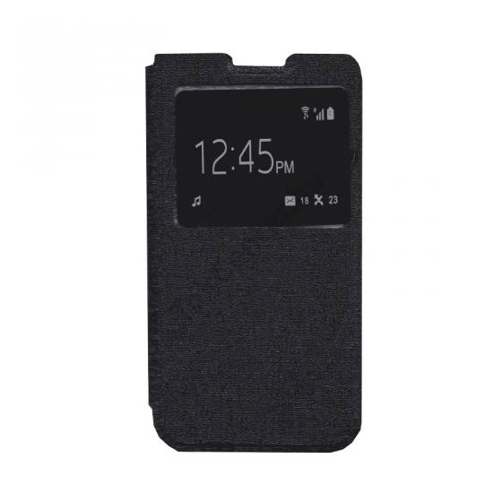 Microsoft Lumia 550 Tok álló, bőr (FLIP, oldalra nyíló, S-View Cover) FEKETE