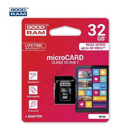 MEMÓRIA KÁRTYA TransFlash 32 GB (microSDHC, Class 10, UHS-i 1) + SD adapter