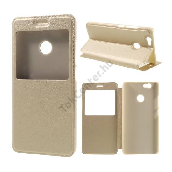 Huawei nova Tok álló, bőr (FLIP,  oldalra nyíló, asztali tartó funkció, hívószámkijelzés, View Window) ARANY