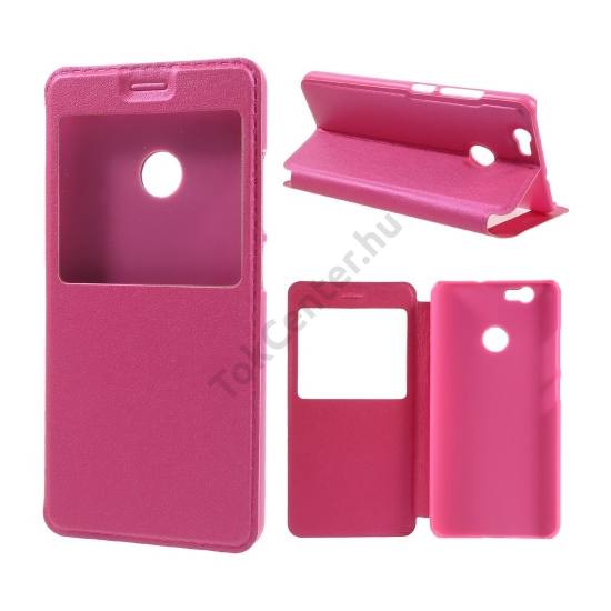 Huawei nova Tok álló, bőr (FLIP,  oldalra nyíló, asztali tartó funkció, hívószámkijelzés, View Window) RÓZSASZÍN