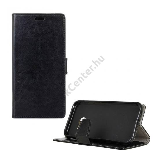 Samsung Galaxy A3 (2017) (SM-A320F) Tok álló, bőr (FLIP, oldalra nyíló, asztali tartó funkció) FEKETE
