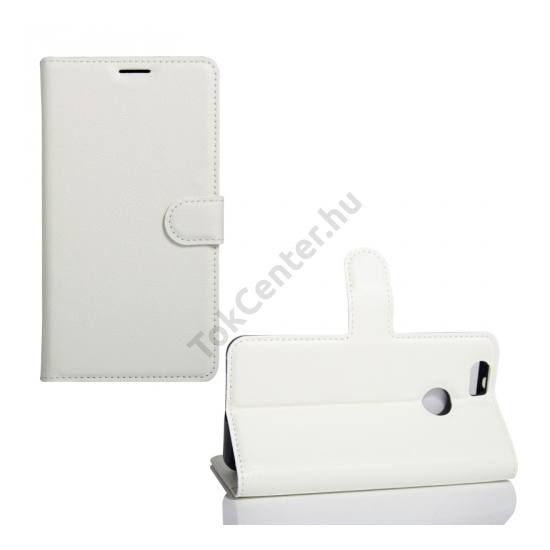 Huawei nova Tok álló, bőr (FLIP, oldalra nyíló, asztali tartó funkció) FEHÉR