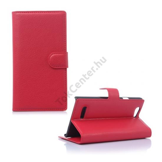 ZTE Blade L2 Tok álló, bőr (FLIP, mágneses, oldalra nyíló, bankkártya  tartó, asztali tartó funkció) PIROS