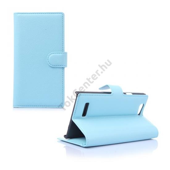 ZTE Blade L2 Tok álló, bőr (FLIP, mágneses, oldalra nyíló, bankkártya  tartó, asztali tartó funkció) VILÁGOSKÉK