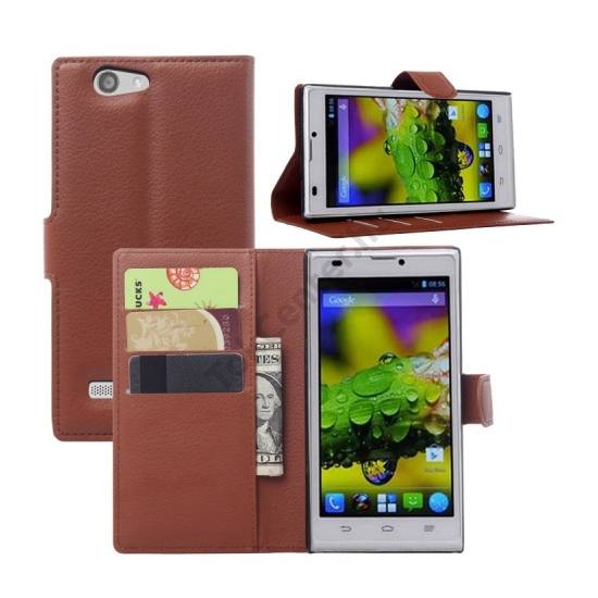 ZTE Blade L2 Tok álló, bőr (FLIP, mágneses, oldalra nyíló, bankkártya  tartó, asztali tartó funkció) BARNA