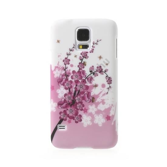 Samsung Galaxy S V. (SM-G900) Műanyag telefonvédő (virágmintás) FEHÉR