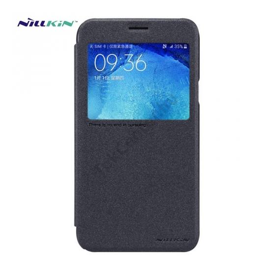 Samsung Galaxy J5 (SM-J500) NILLKIN SPARKLE műanyag telefonvédő (mikroszálas bőr flip, oldalra nyíló, hívószámkijelzés, S-View Cover) FEKETE