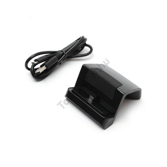 Asztali töltő és adatátviteli állvány (microUSB kábel) FEKETE