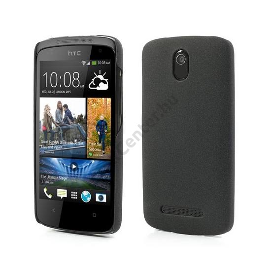 HTC Desire 500 Műanyag telefonvédő (gumírozott, érdes felület) FEKETE