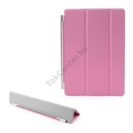 Apple IPAD Air Telefonvédő, bőr hatású SMART Cover (előlap védelem, TRIFOLD asztali tartó funkció) RÓZSASZÍN