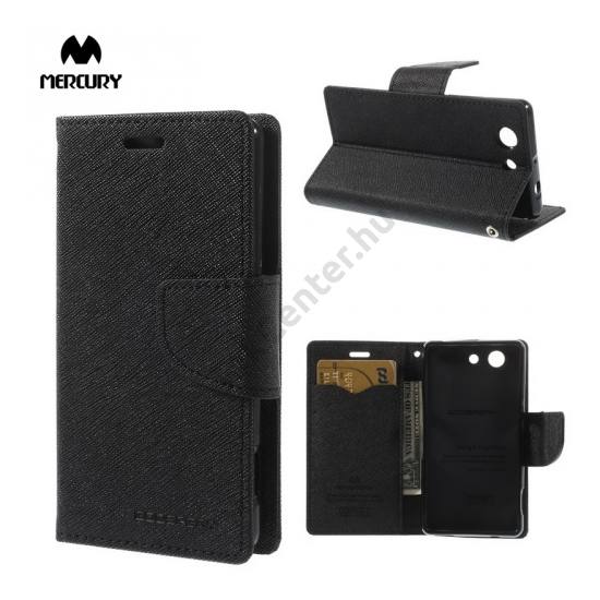 Sony Xperia Z3 Compact (D5803) MERCURY Fancy Diary tok álló, bőr (FLIP, mágneses, oldalra nyíló, bankkártya tartó, asztali tartó funkció) FEKETE