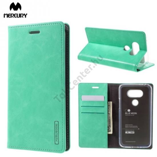 LG G5 (H850) MERCURY BLUE MOON FLIP tok álló, bőr (oldalra nyíló, asztali tartó funkció) FÉNYES CYAN