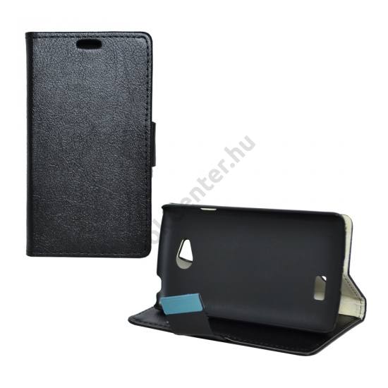 LG F60 (D390N) Tok álló, bőr (FLIP, mágneses, oldalra nyíló, bankkártya  tartó, asztali tartó funkció) FEKETE