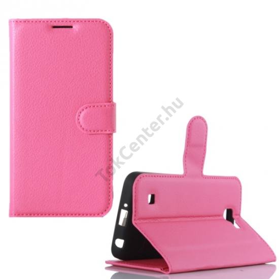 LG K4 (K120e) Tok álló, bőr (FLIP, oldalra nyíló, asztali tartó funkció) RÓZSASZÍN