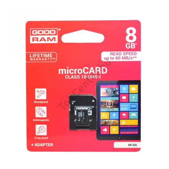 MEMÓRIA KÁRTYA TransFlash 8 GB (microSDHC - Class 10, UHS-1) + SD adapter