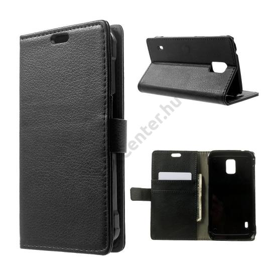 Samsung Galaxy S V. Active (SM-G870) Tok álló, bőr (FLIP, mágneses, oldalra nyíló, bankkártya  tartó, asztali tartó funkció) FEKETE