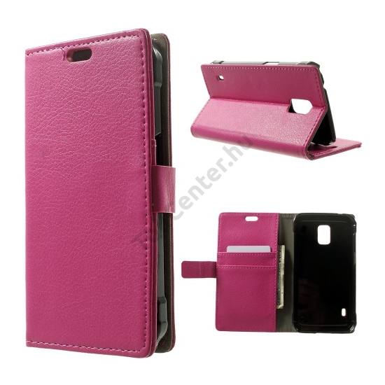 Samsung Galaxy S V. Active (SM-G870) Tok álló, bőr (FLIP, mágneses, oldalra nyíló, bankkártya  tartó, asztali tartó funkció) MAGENTA