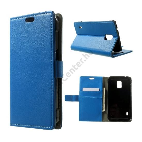 Samsung Galaxy S V. Active (SM-G870) Tok álló, bőr (FLIP, mágneses, oldalra nyíló, bankkártya  tartó, asztali tartó funkció) KÉK