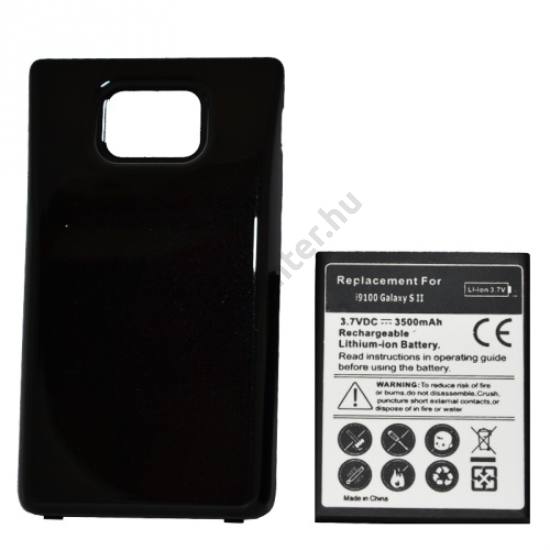 Samsung Galaxy S II. (GT-I9100) Akku 3500 mAh LI-ION + akkufedél (EB-K1A2EBEG kompatibilis) FEKETE
