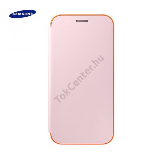 Samsung Galaxy A3 (2017) (SM-A320F) Tok álló, bőr (FLIP, neon értesítő csík, akkufedél, oldalra nyíló) RÓZSASZÍN