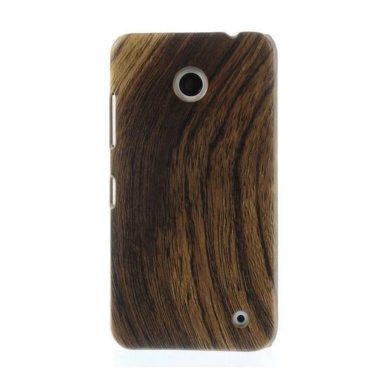 Nokia Lumia 630 Műanyag telefonvédő (faerezet mintás) SÖTÉTBARNA