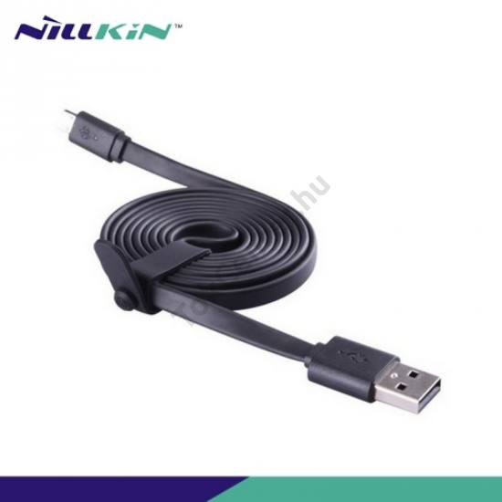 NILLKIN adatátvitel adatkábel és töltő (microUSB, 120 cm, lapos kábel) FEKETE