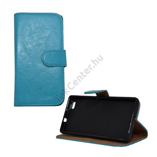 Huawei P8 lite Tok álló, bőr (FLIP, oldalra nyíló, asztali tartó funkció) VILÁGOSKÉK