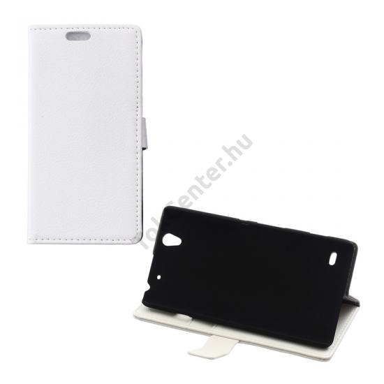 Sony Xperia C4 Tok álló, bőr (FLIP, oldalra nyíló, asztali tartó funkció) FEHÉR