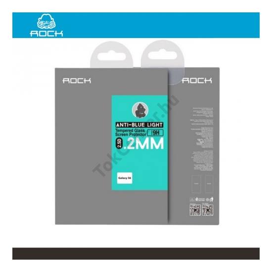 Samsung Galaxy S6 (SM-G920) ROCK képernyővédő fólia törlőkendővel 1 db-os, edzett üveg, kékfény elleni védelem, ütésálló 0,3 mm, 9H) TEMPERED GLASS