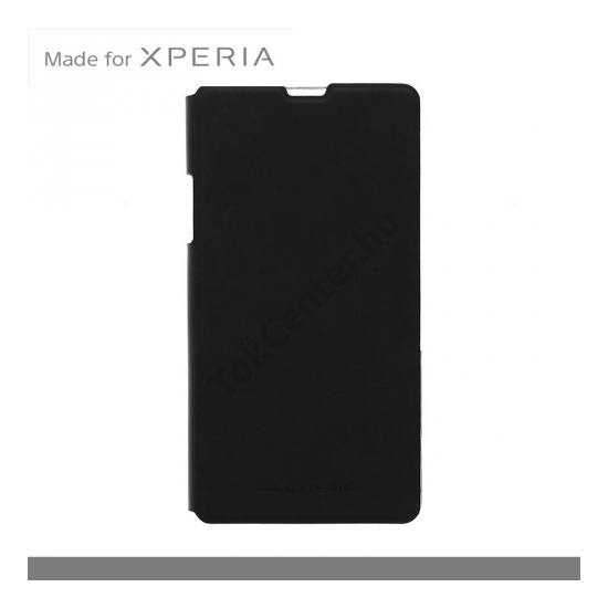 Sony Xperia M4 Aqua (E2303) Műanyag telefonvédő (bőr flip, oldalra nyíló, bankkártya tartó) FEKETE