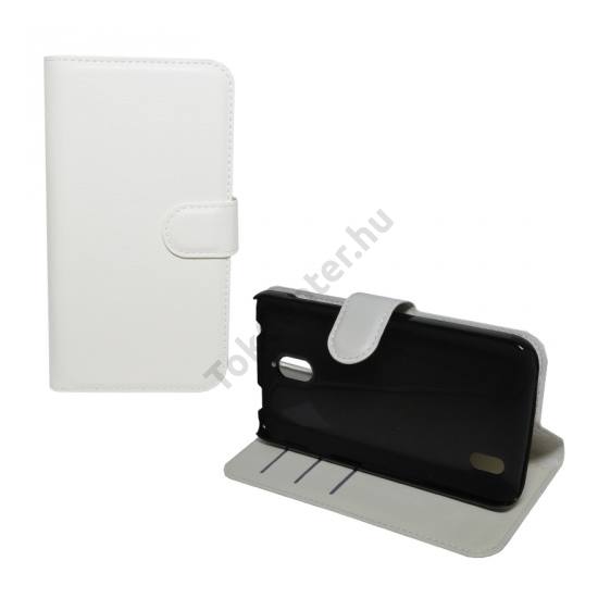 Huawei Ascend Y625 Tok álló, bőr (FLIP, mágneses, oldalra nyíló, asztali tartó funkció) FEHÉR