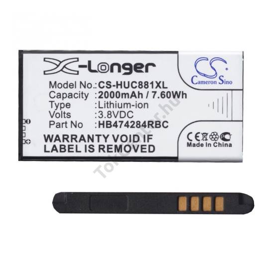 Akku 2000 mAh LI-ION (HB474284RBC kompatibilis, belső akku, beépítése szakértelmet igényel!)