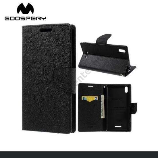 Sony Xperia T3 (D5103) MERCURY Fancy Diary tok álló, bőr (FLIP, mágneses, oldalra nyíló, bankkártya tartó, asztali tartó funkció) FEKETE