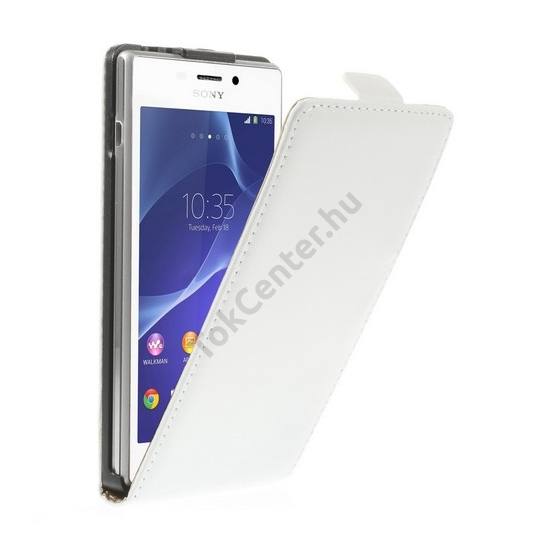 Sony Xperia M2 (D2303) Tok álló, bőr (FLIP, mágneses) FEHÉR