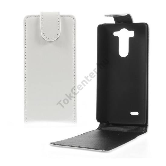LG G3 S (D722) Tok álló, bőr (FLIP, mágneses) FEHÉR