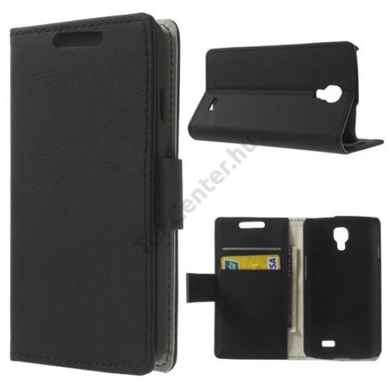 LG F70 (D315) Tok álló, bőr (FLIP, mágneses, oldalra nyíló, bankkártya  tartó, asztali tartó funkció) FEKETE