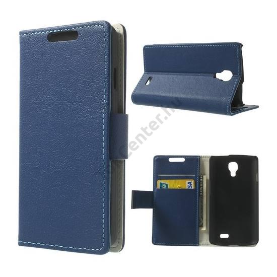 LG F70 (D315) Tok álló, bőr (FLIP, mágneses, oldalra nyíló, bankkártya  tartó, asztali tartó funkció) SÖTÉTKÉK