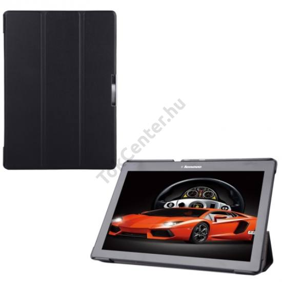 Lenovo Tab 3 10.1 (TB-X103F) Tok álló, bőr hatású (FLIP, oldalra nyíló, TRIFOLD asztali tartó funkció) FEKETE