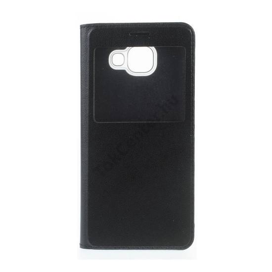 Samsung Galaxy A3 (2016) (SM-A310F) Tok álló, bőr (FLIP, oldalra nyíló, S-View Cover) FEKETE