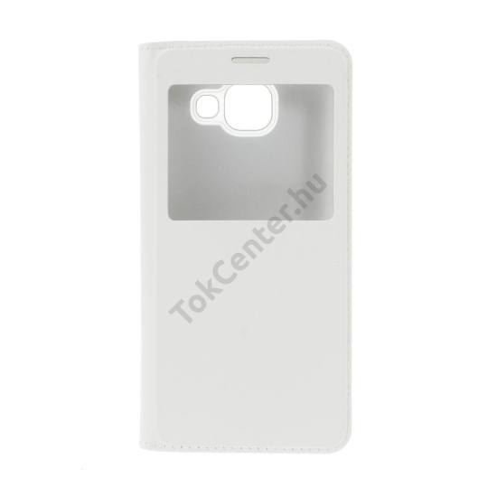 Samsung Galaxy A3 (2016) (SM-A310F) Tok álló, bőr (FLIP, oldalra nyíló, S-View Cover) FEHÉR