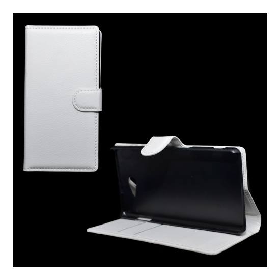 Sony Xperia M2 Aqua (D2403) Tok álló, bőr (FLIP, mágneses, oldalra nyíló, bankkártya  tartó, asztali tartó funkció) FEHÉR