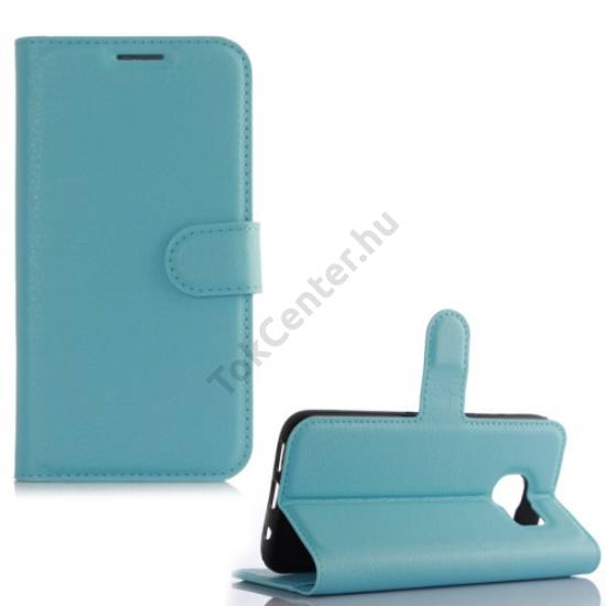 Samsung Galaxy S7 EDGE (SM-G935) Tok álló, bőr (FLIP, oldalra nyíló, asztali tartó funkció) VILÁGOSKÉK