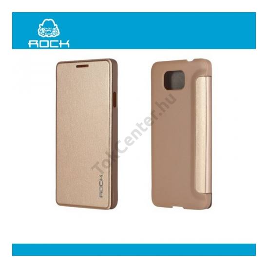 Samsung Galaxy Alpha (SM-G850) ROCK UNI műanyag telefonvédő (FLIP, oldalra nyíló) ARANY