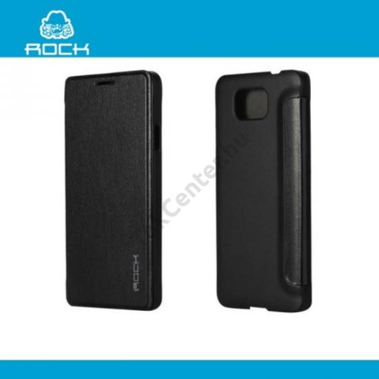 Samsung Galaxy Alpha (SM-G850) ROCK UNI műanyag telefonvédő (FLIP, oldalra nyíló) FEKETE