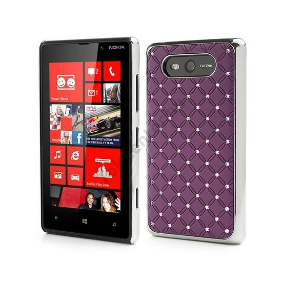 Nokia Lumia 820 Műanyag telefonvédő (strasszkő) LILA