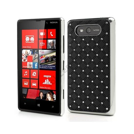 Nokia Lumia 820 Műanyag telefonvédő (strasszkő) FEKETE