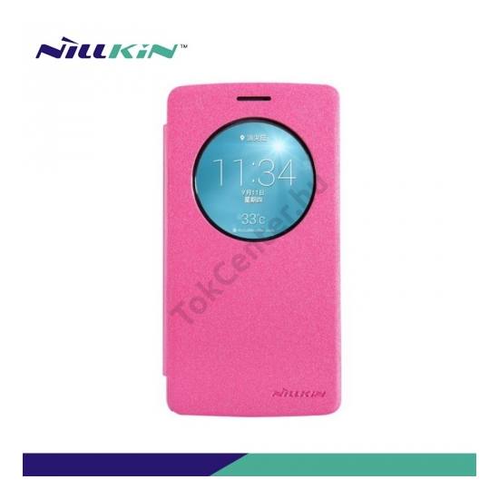 LG G3 S (D722) NILLKIN SPARKLE műanyag telefonvédő (mikroszálas bőr flip, oldalra nyíló) MAGENTA