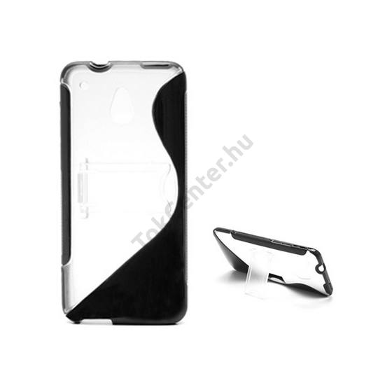 HTC One Mini (M4) Műanyag telefonvédő (gumi / szilikon betét, kitámasztó, S-line) ÁTLÁTSZÓ