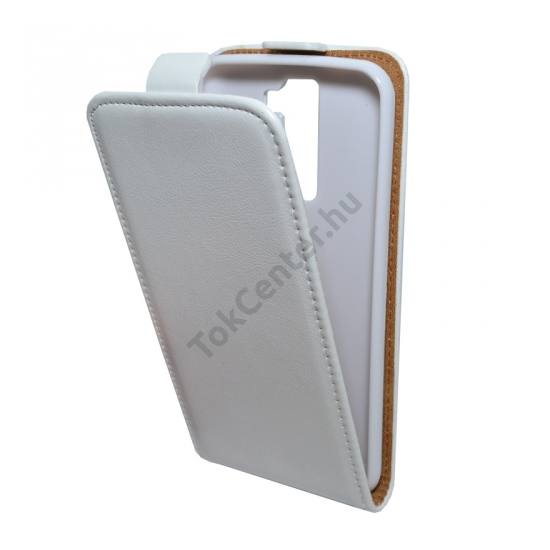 LG K8 (K350n) Tok álló, bőr (FLIP, mágneses) FEHÉR