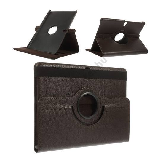 Samsung Galaxy Tab S 10.5 LTE (SM-T805) Tok álló, bőr (FLIP, asztali tartó funkció, 360°-ban forgatható) SÖTÉTBARNA